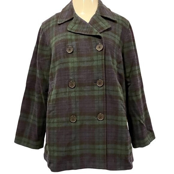 Ralph Lauren Womens Tartan Plaid Peacoat Jacket Coat, Vintage, M - Picture 1 of 16